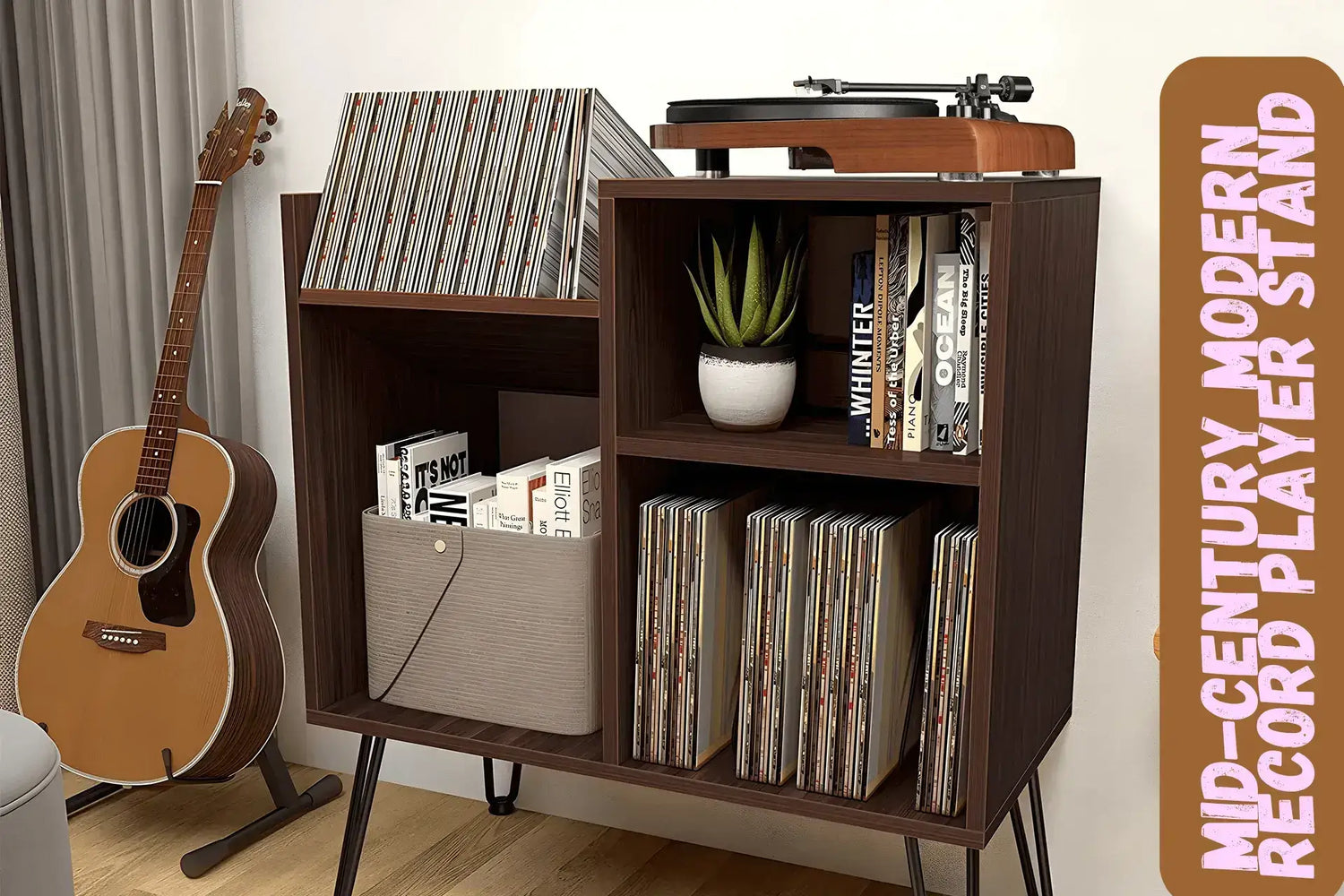 Mid-Century Modern Record Stands Retro Style for Your Vinyl Setup