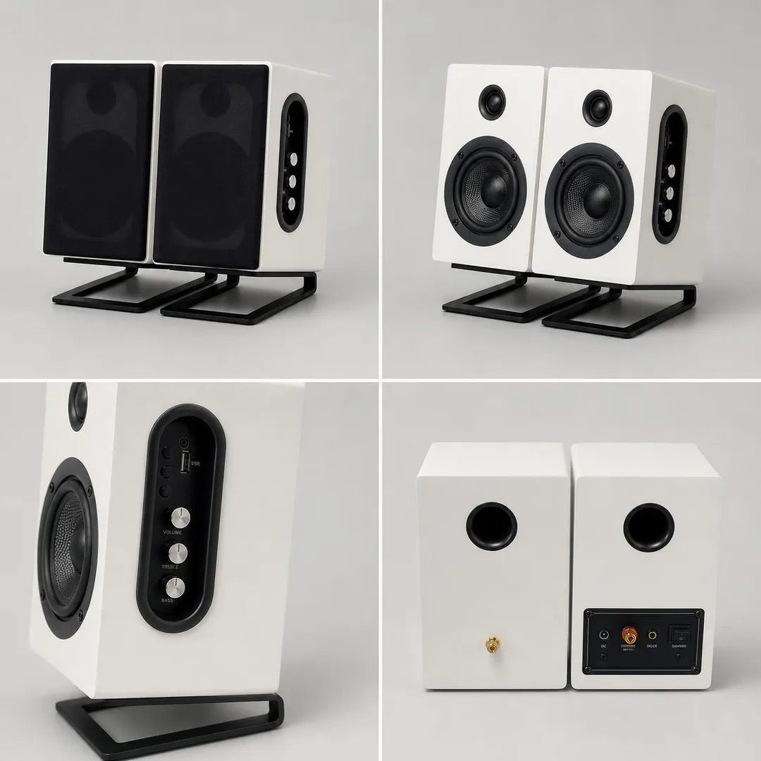 Genesis-V2 Clear Acrylic Turntable with RT201 100W Powered Speakers