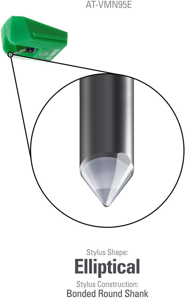 AT-VM95E Elliptical Replacement Stylus – Green Turntable Needle