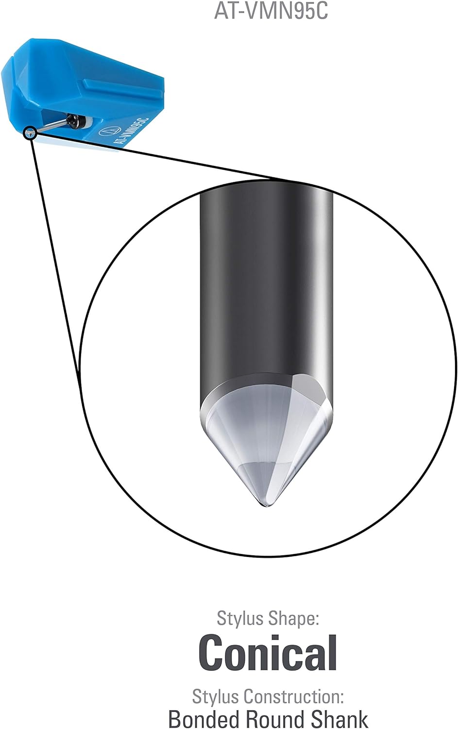 AT-VMN95C Conical Replacement Stylus – High-Fidelity Sound