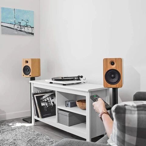 26" Bookshelf Speaker Floor Stands – Heavy-Duty Steel with Rotating Top Plate