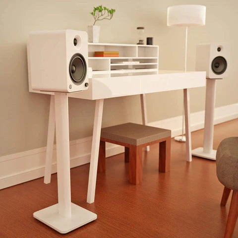 26" Bookshelf Speaker Floor Stands – Heavy-Duty Steel with Rotating Top Plate