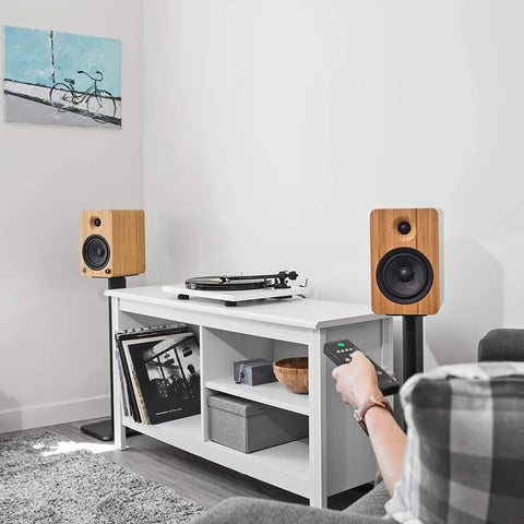 26" Bookshelf Speaker Floor Stands – Heavy-Duty Steel with Rotating Top Plate