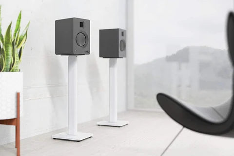26" Bookshelf Speaker Floor Stands – Heavy-Duty Steel with Rotating Top Plate