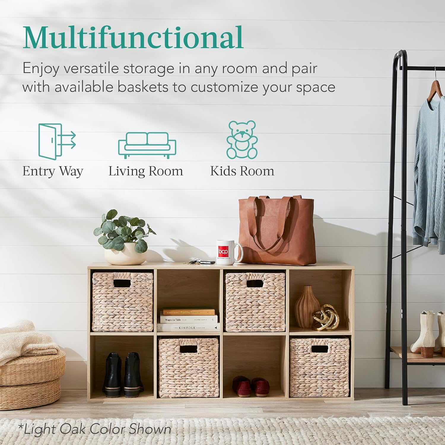 8-Cube Storage Organizer with Removable Panels – Customizable Books & Decor Display