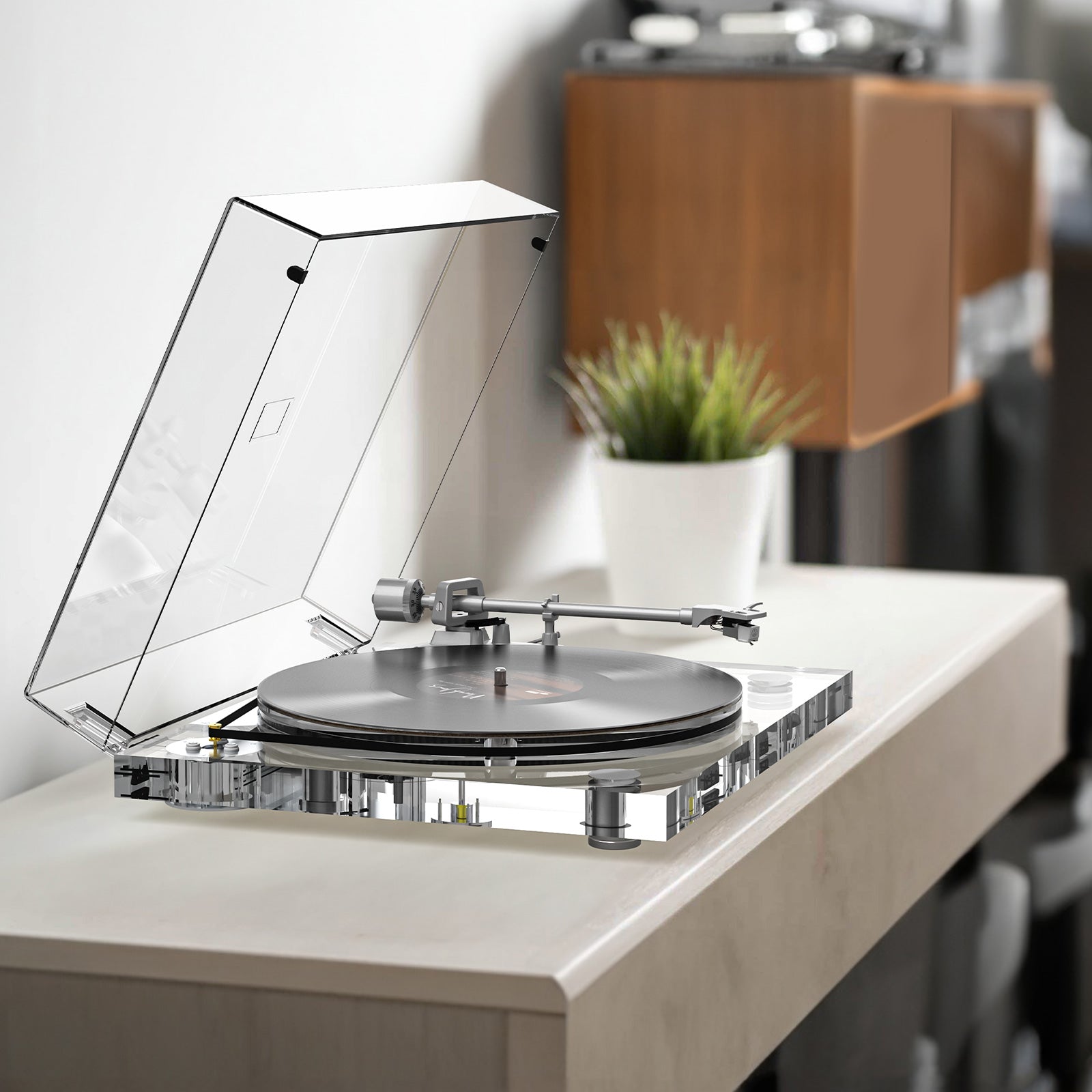 Bluetooth Acrylic Turntable with Built-In Preamp & ATN-3600L Cartridge