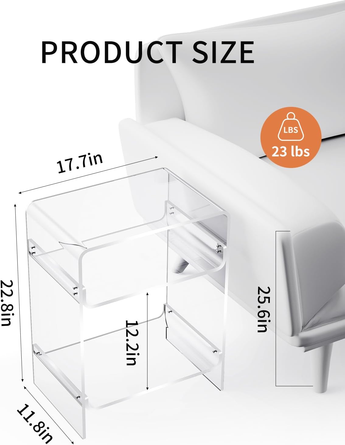 Clear Acrylic Record Player Stand with Storage Shelf – Modern Vinyl Display