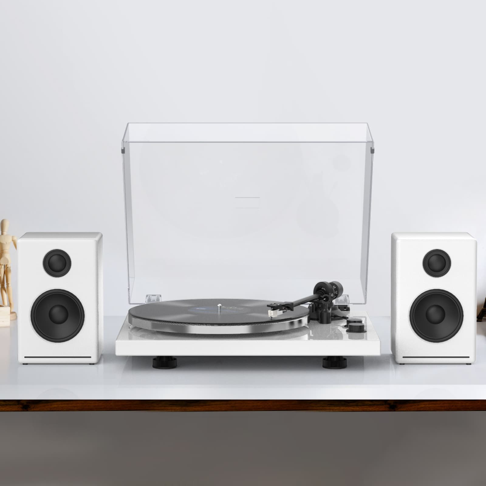 HQKZ-006 Hi-Fi Turntable with Sanyun 60W Bluetooth 5.0 Active Speakers