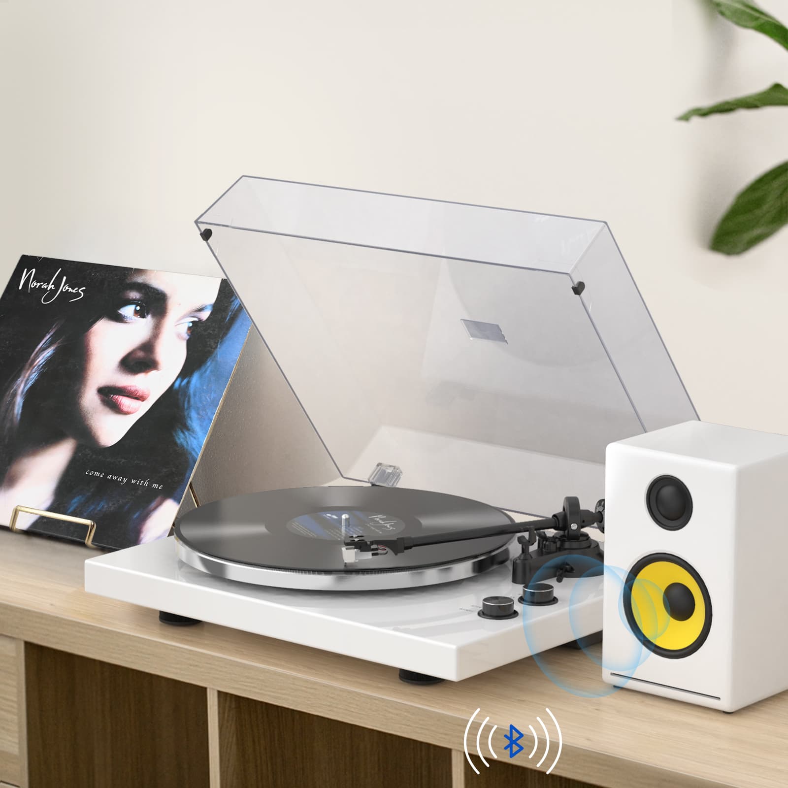 HQKZ-006 Hi-Fi Turntable with Sanyun 80W Dual-Mode Bluetooth Active Speakers