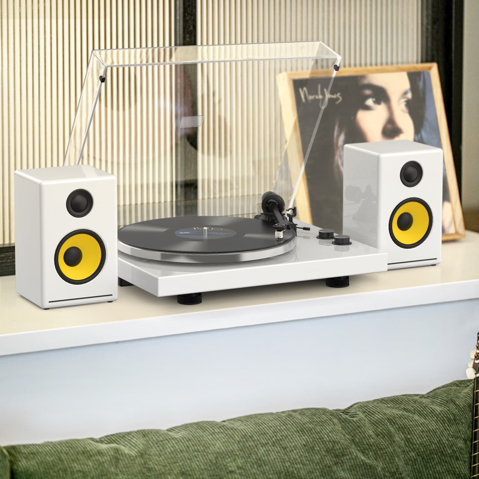 HQKZ-006 Hi-Fi Turntable with Sanyun 80W Dual-Mode Bluetooth Active Speakers