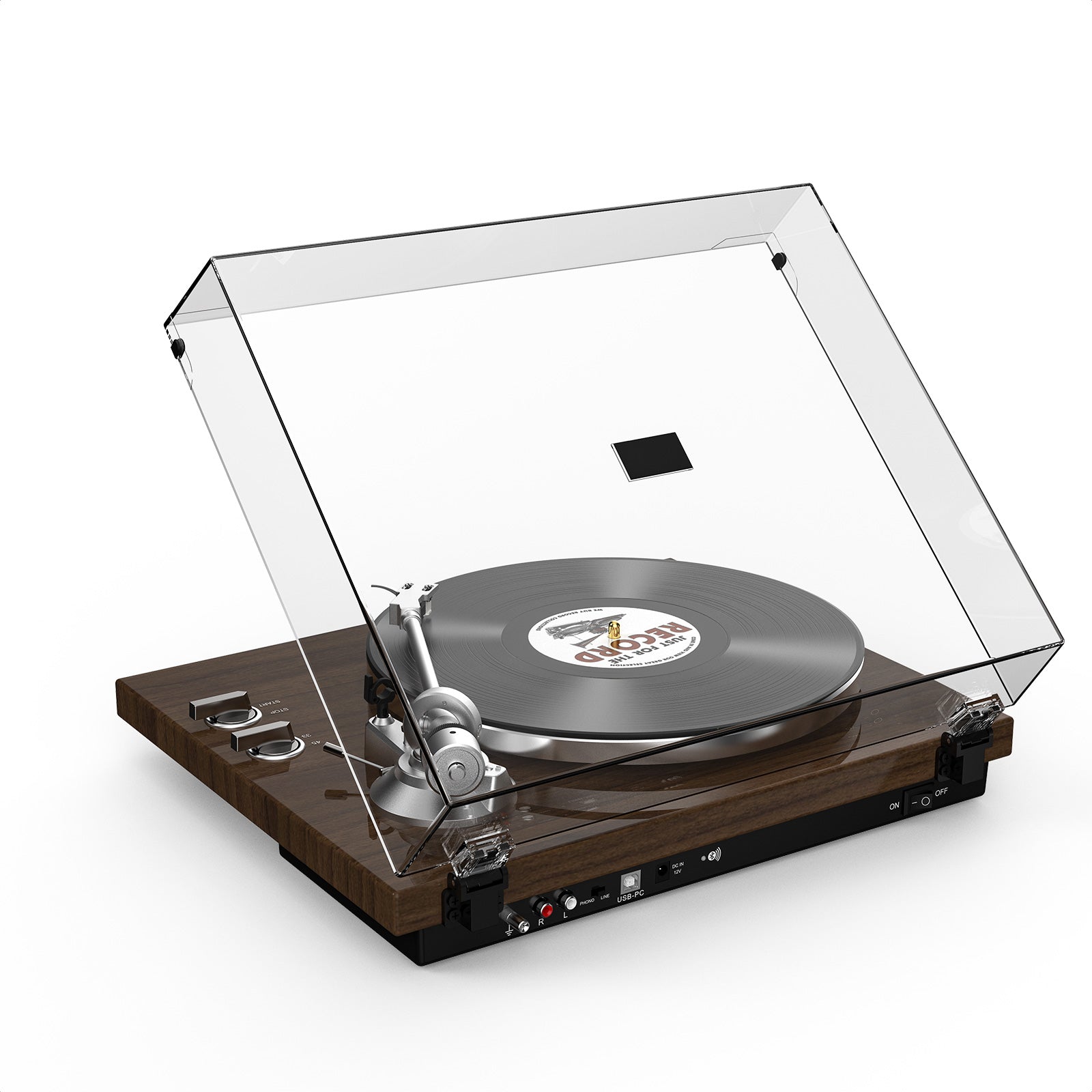 HQKZ-006 Wood Brown Bluetooth Vinyl Turntable – Vintage Hi-Fi Audio