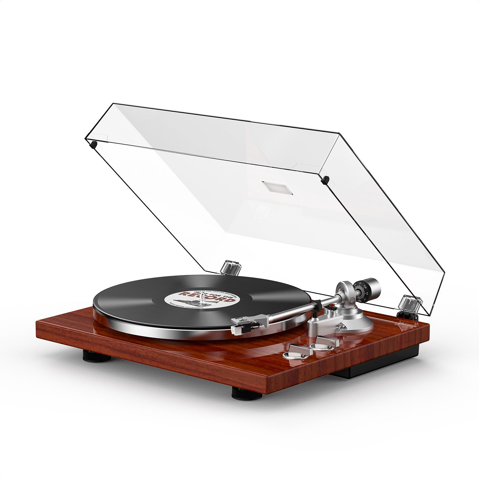 HQKZ-006 Wood Red Bluetooth Vinyl Turntable – Vintage Hi-Fi Design