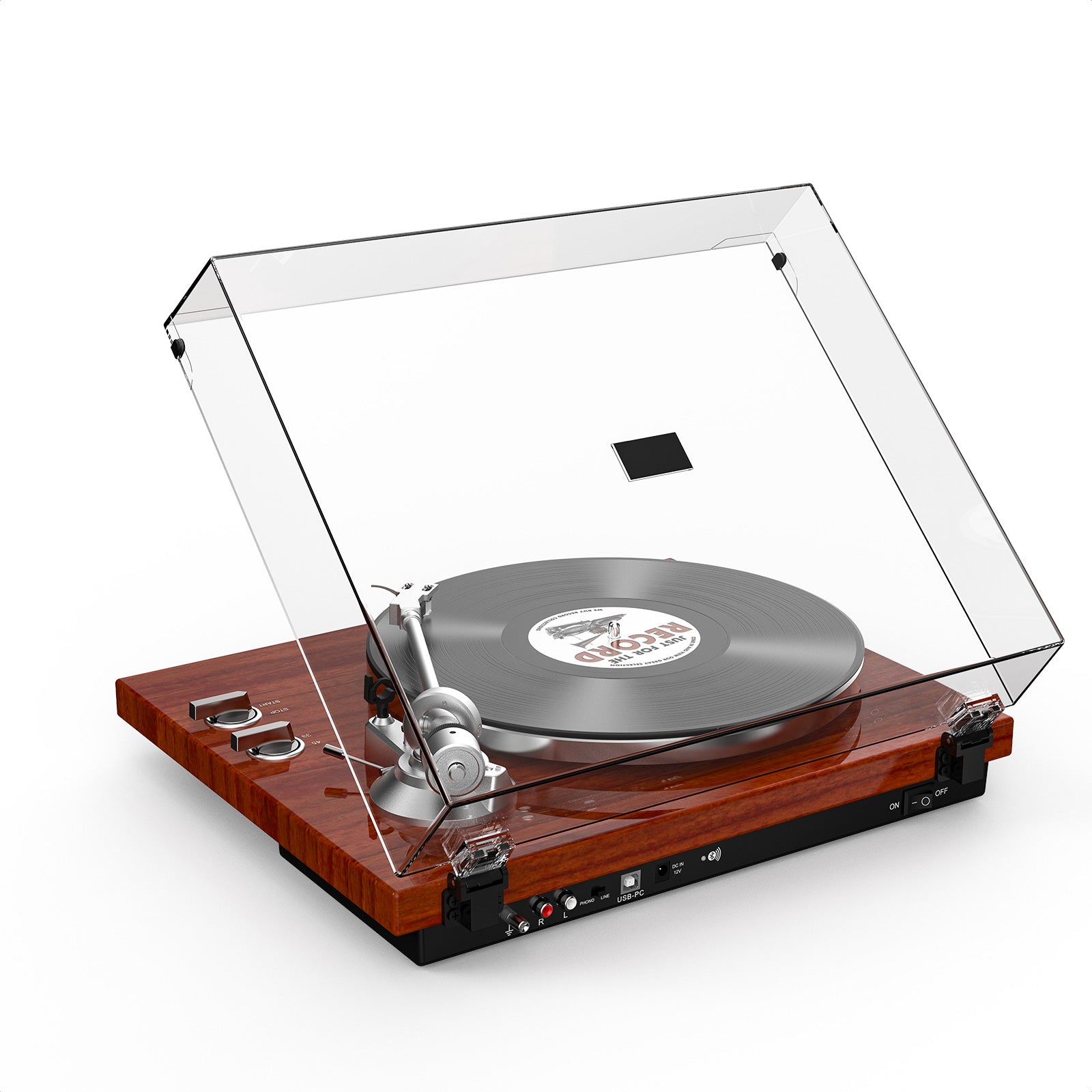 HQKZ-006 Wood Red Bluetooth Vinyl Turntable – Vintage Hi-Fi Design