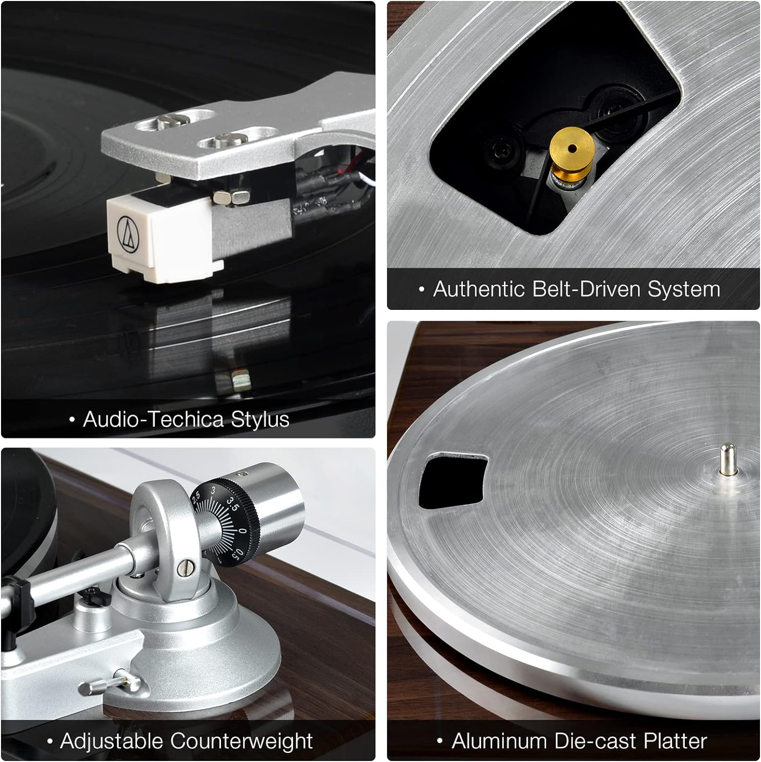 HQKZ-006 Bluetooth Vinyl Turntable – High-Fidelity Sound & Modern Design
