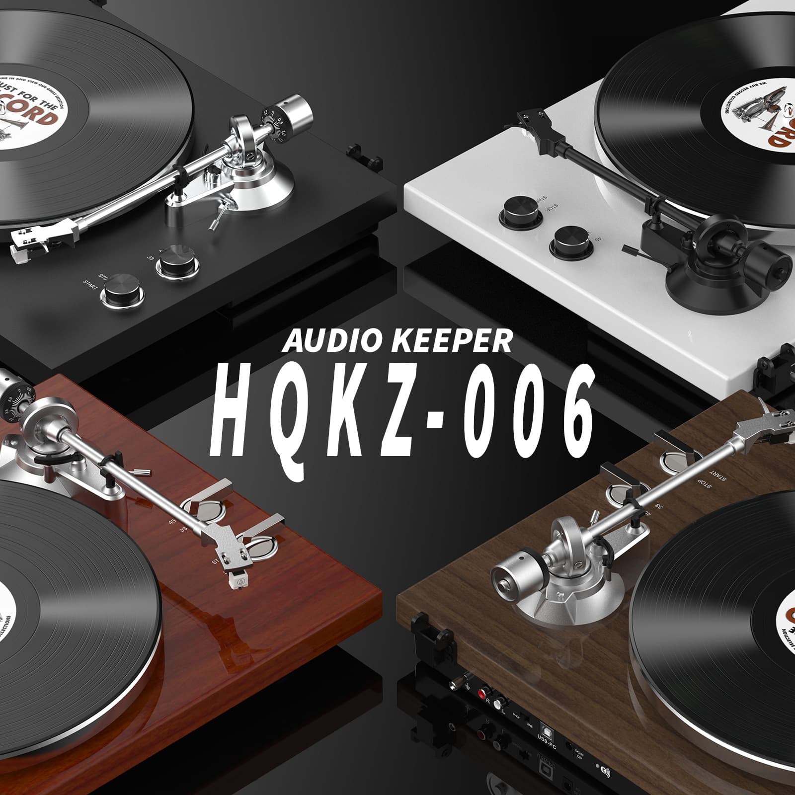 HQKZ-006 Bluetooth Hi-Fi Turntable – Retro Vinyl Record Player