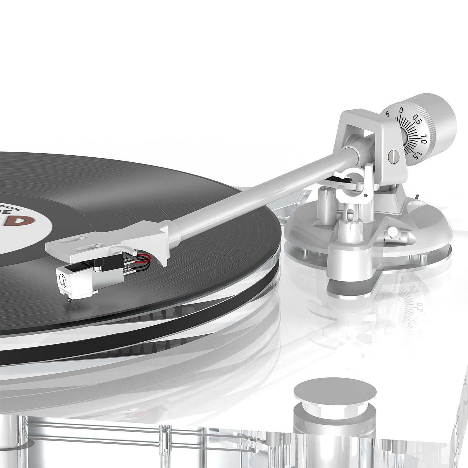 Audiophile Transparent Vinyl Turntable with Fully Balanced Hi-Fi Output