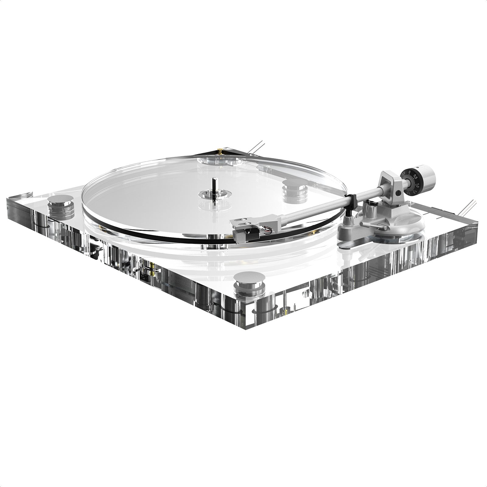 Audiophile Transparent Vinyl Turntable with Fully Balanced Hi-Fi Output