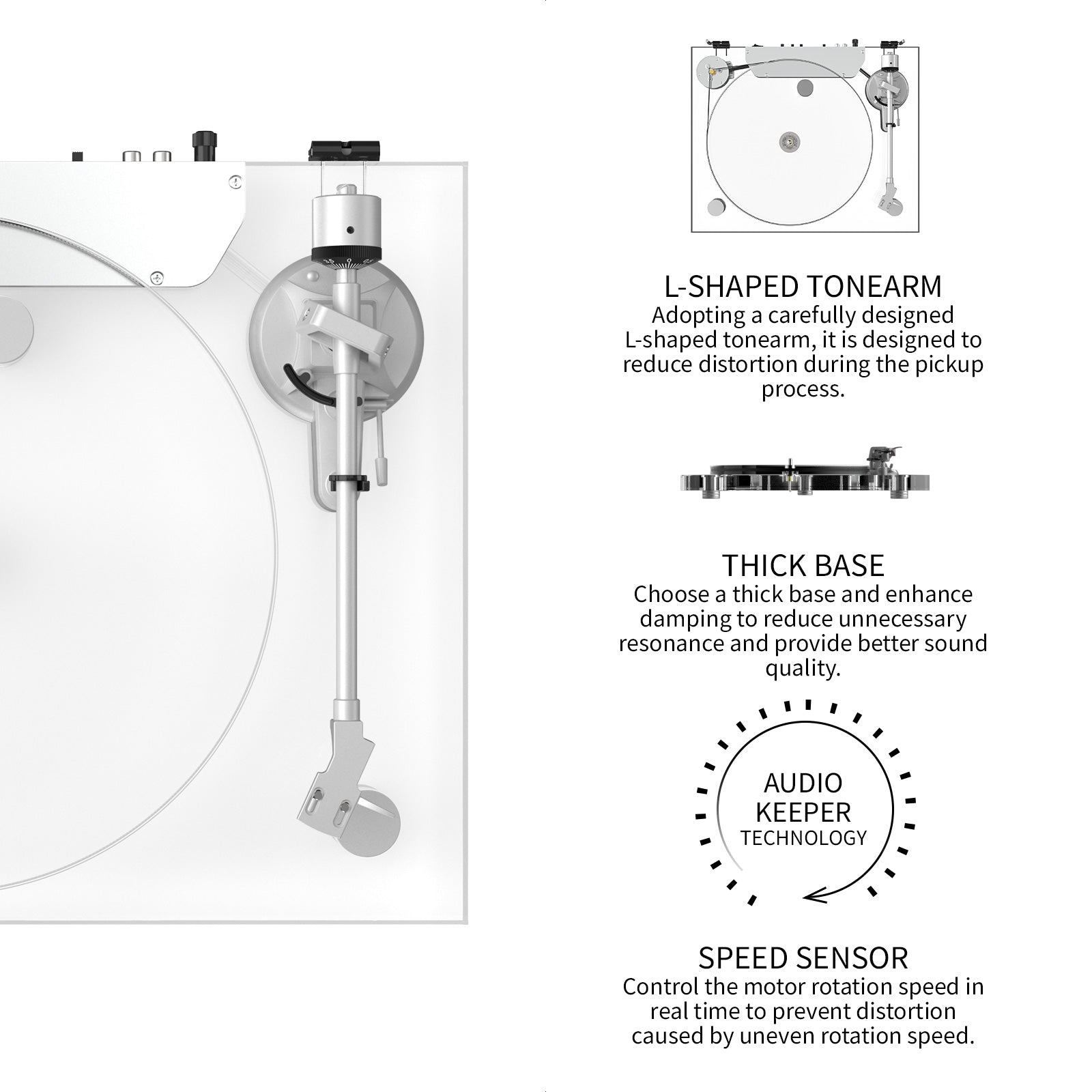 ICE1-V2 Full Acrylic Bluetooth Vinyl Turntable – High-Fidelity Sound