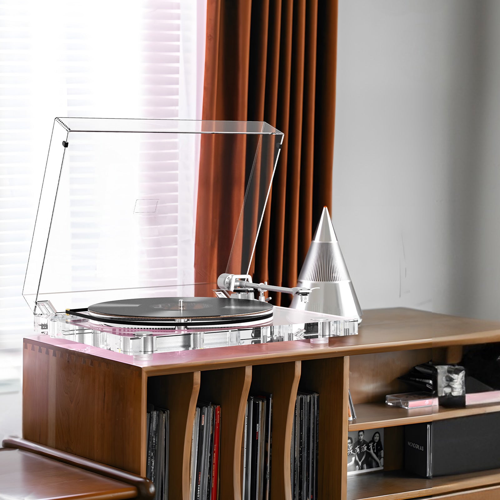 ICE1-V2 Belt Drive Acrylic Bluetooth Turntable with MM Cartridge – Hi-Fi Vinyl Player