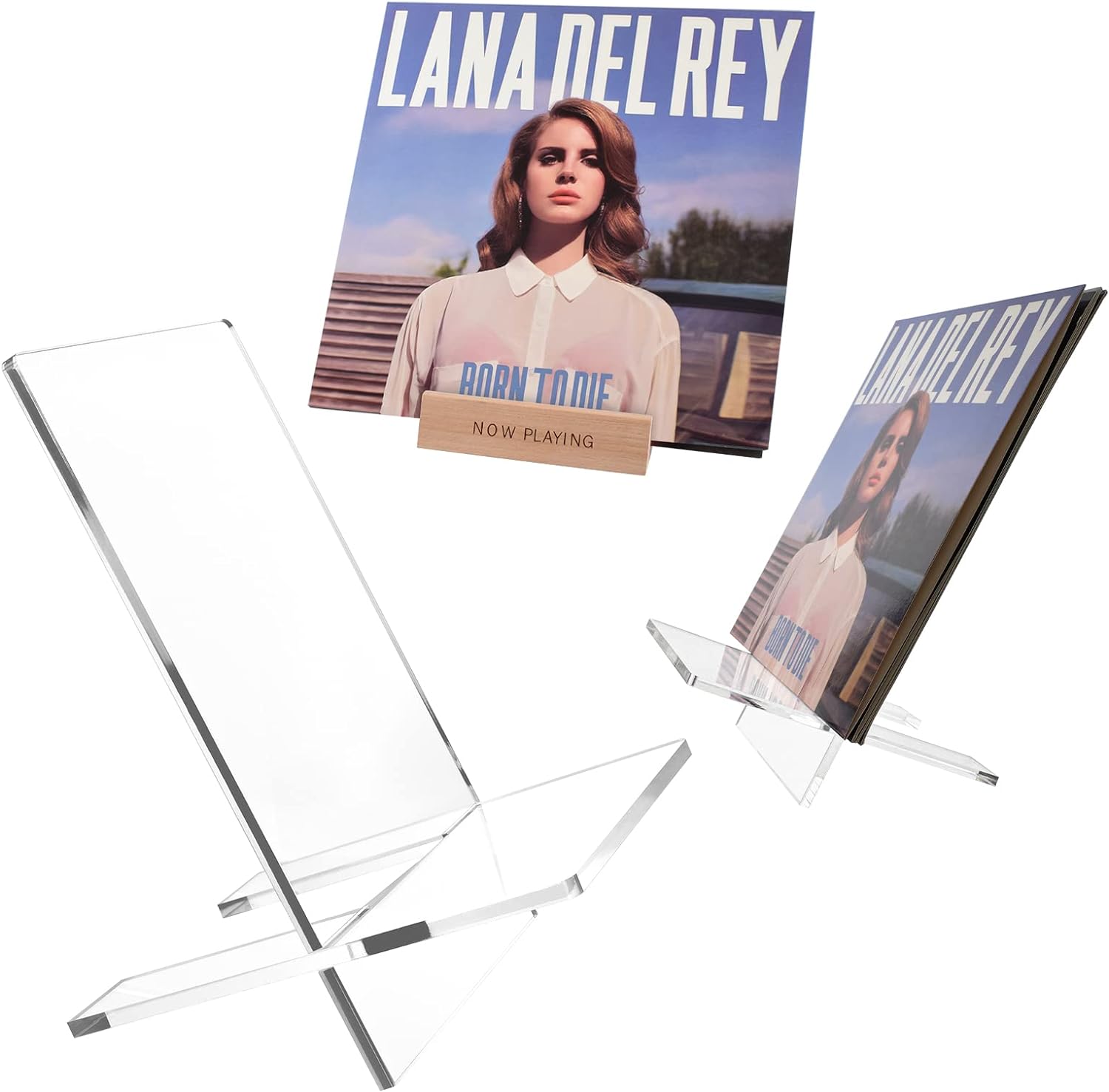 Modern Acrylic Record Holder – Display Up to 25 Vinyl Albums with Wood Stand