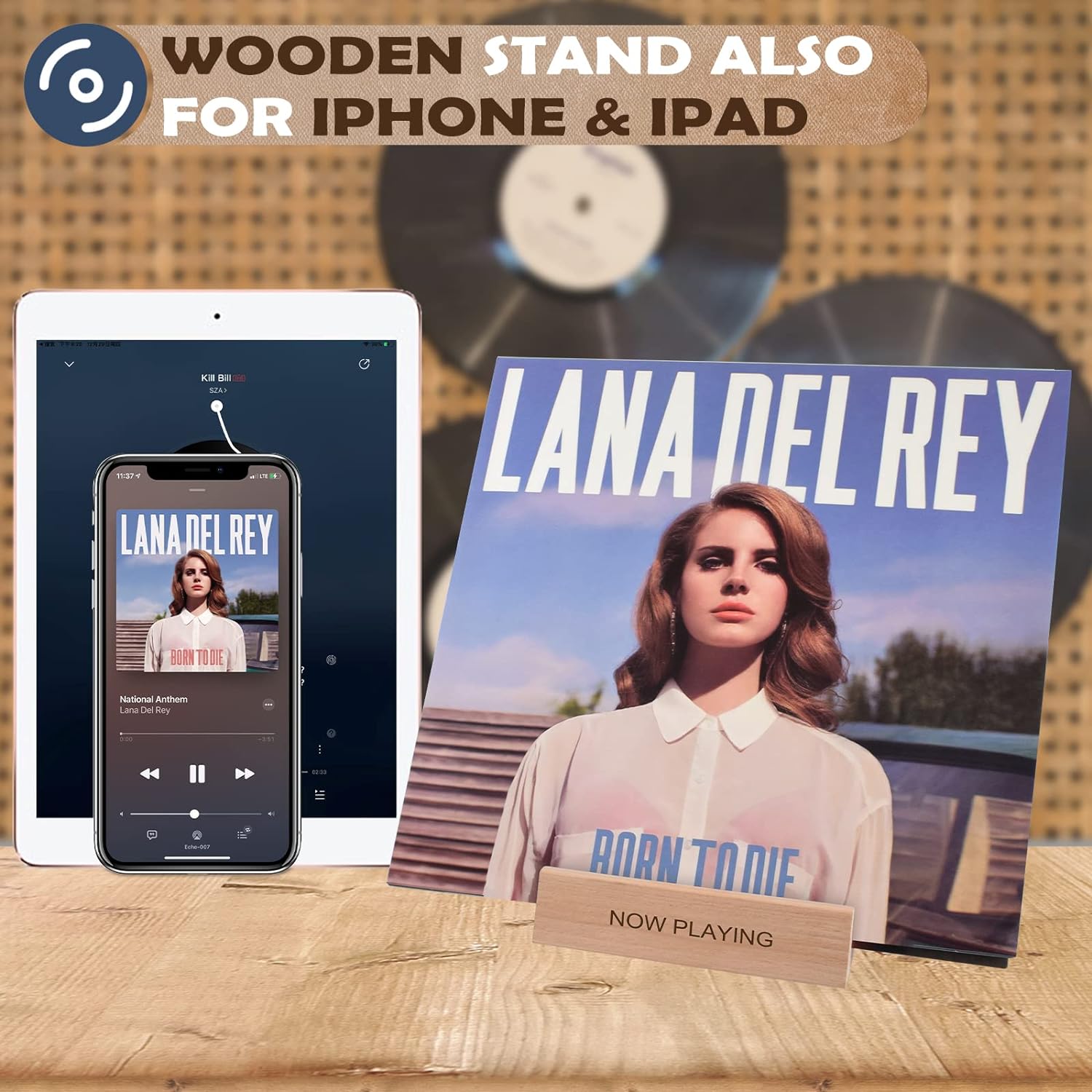Modern Acrylic Record Holder – Display Up to 25 Vinyl Albums with Wood Stand