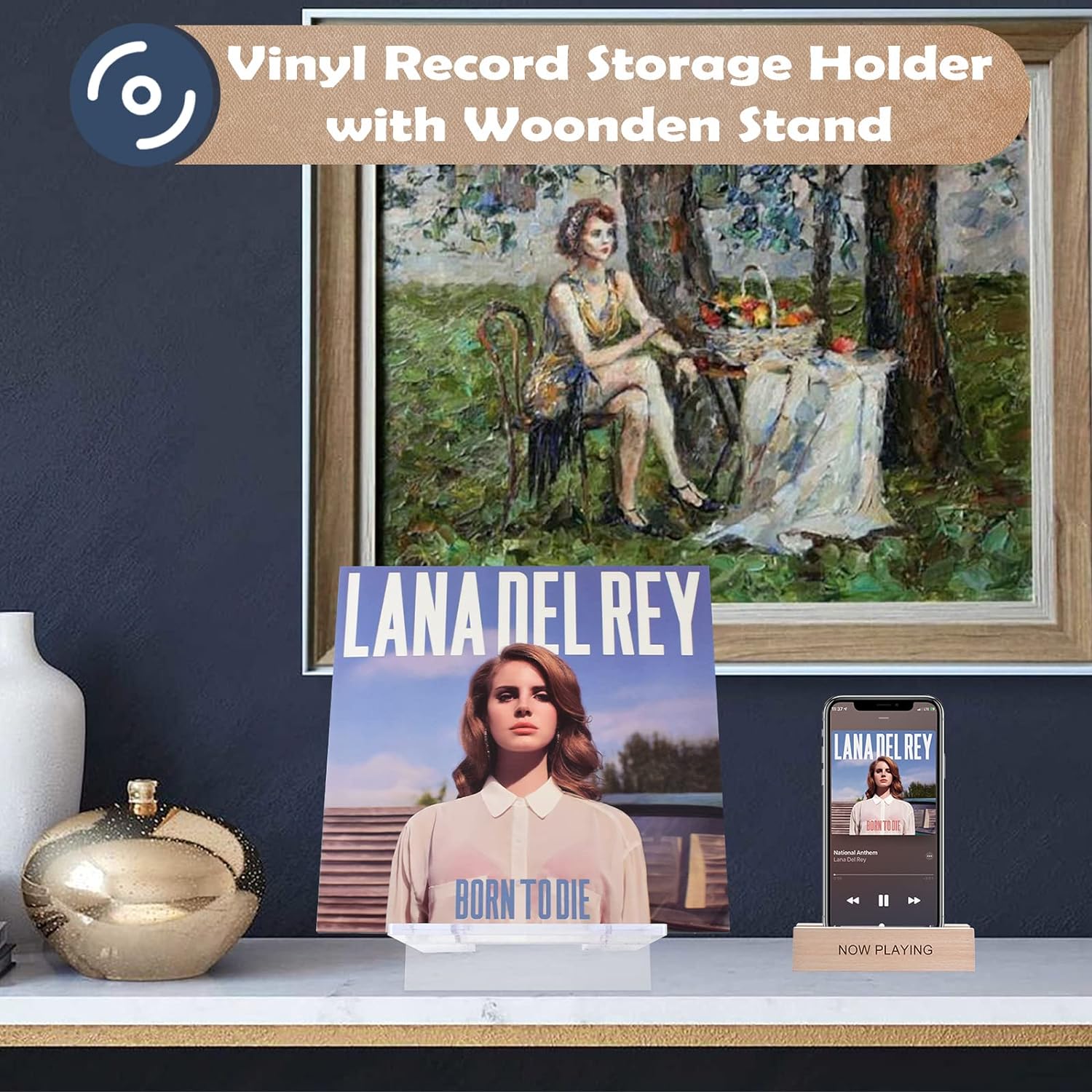 Modern Acrylic Record Holder – Display Up to 25 Vinyl Albums with Wood Stand