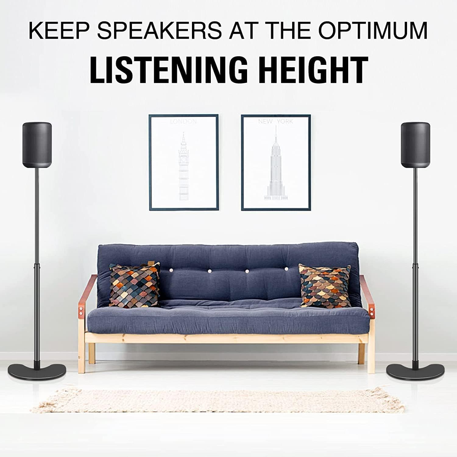 Audio Keeper Floor Speaker Stands Pair with Adjustable Height & Angle