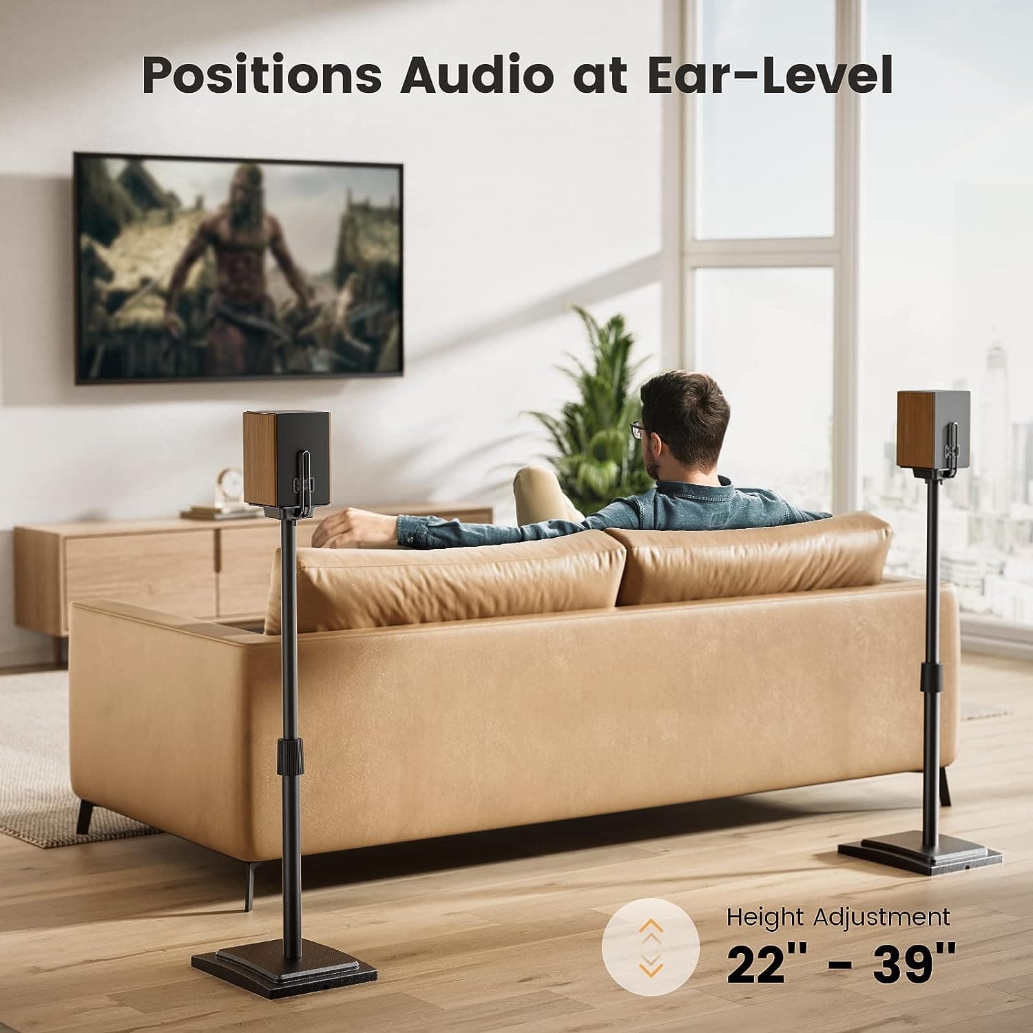 Stable Bookshelf Speaker Stands with Weighted Base for Audiophile Sound