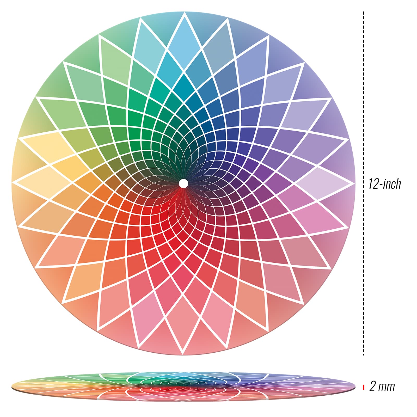 Rainbow Style 2mm Felt Slipmat | Anti-Static Turntable Platter Mat for Vinyl LP Players