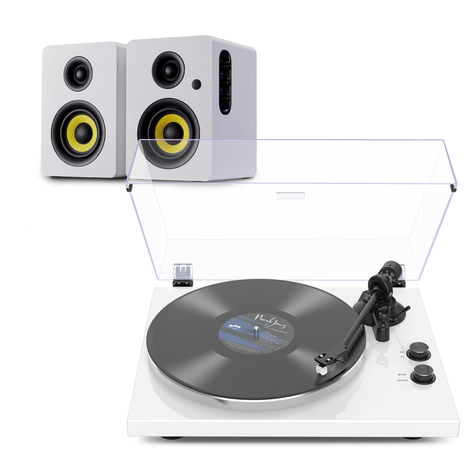 HQKZ-006 Hi-Fi Turntable with Sanyun 80W Dual-Mode Bluetooth Active Speakers