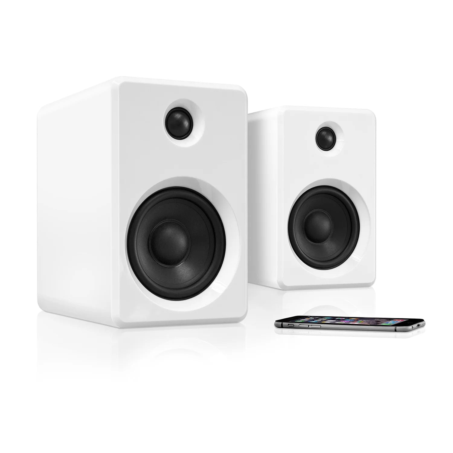 Wireless Bookshelf Bluetooth Speaker with Rechargeable Battery White