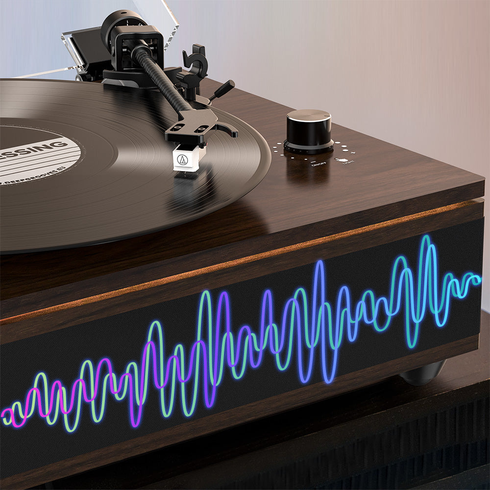 Bluetooth Record Player | All-in-One Vintage Turntable with HiFi Speakers