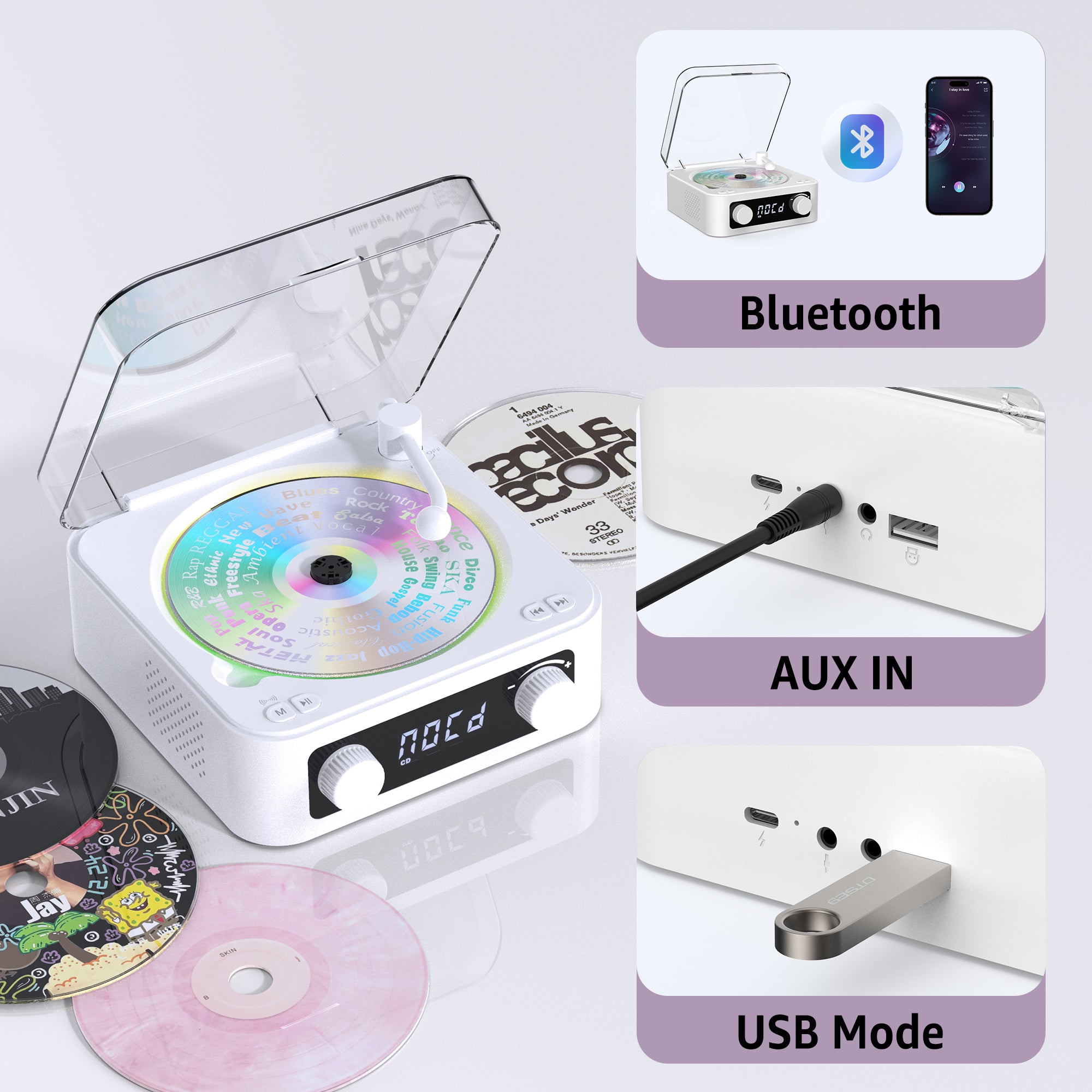 Portable CD Player with Big Sound & Bluetooth
