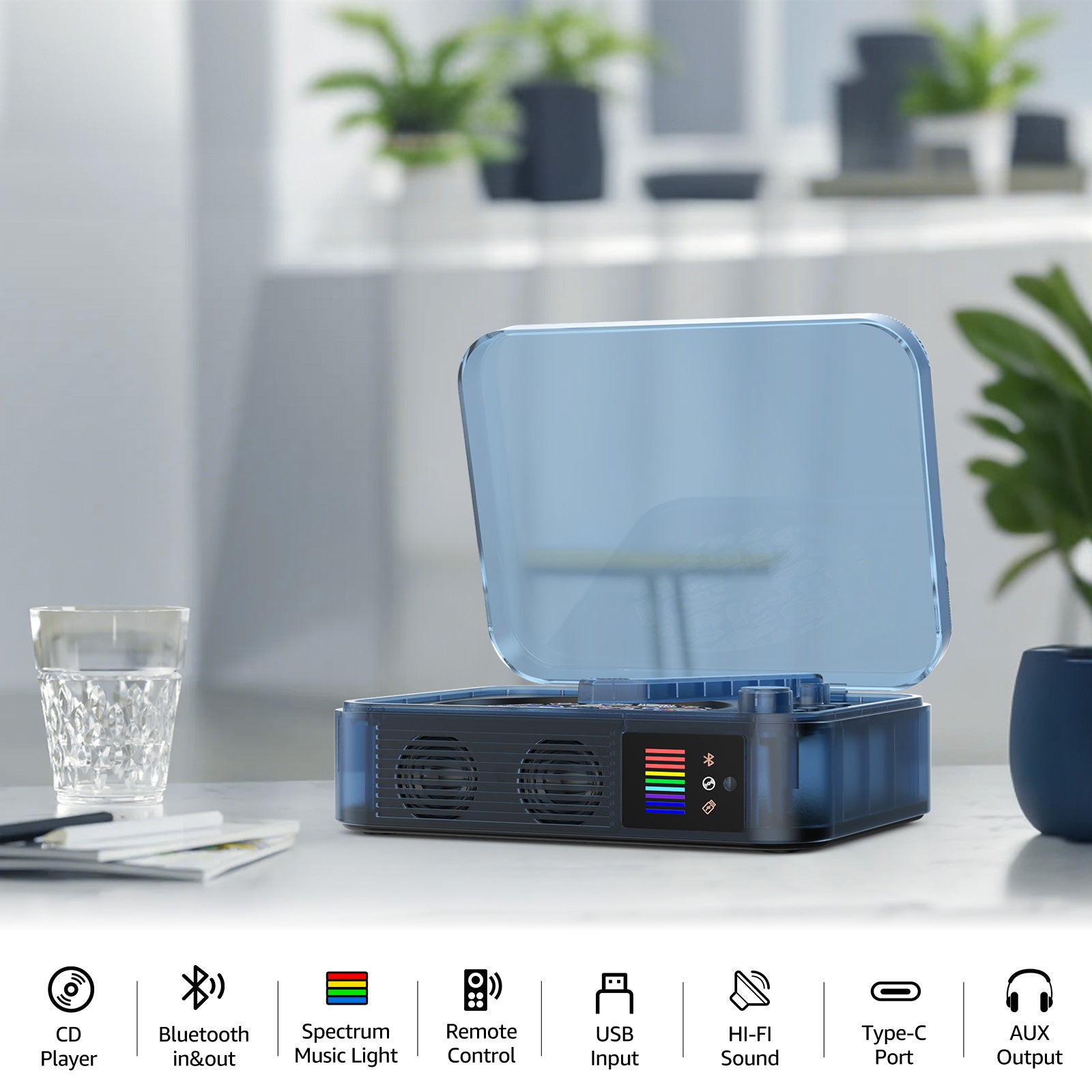 Portable Retro Bluetooth CD Player with Built-in Speakers