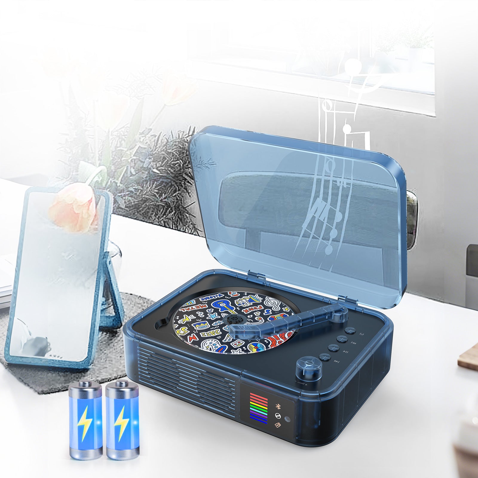 Portable Retro Bluetooth CD Player with Built-in Speakers