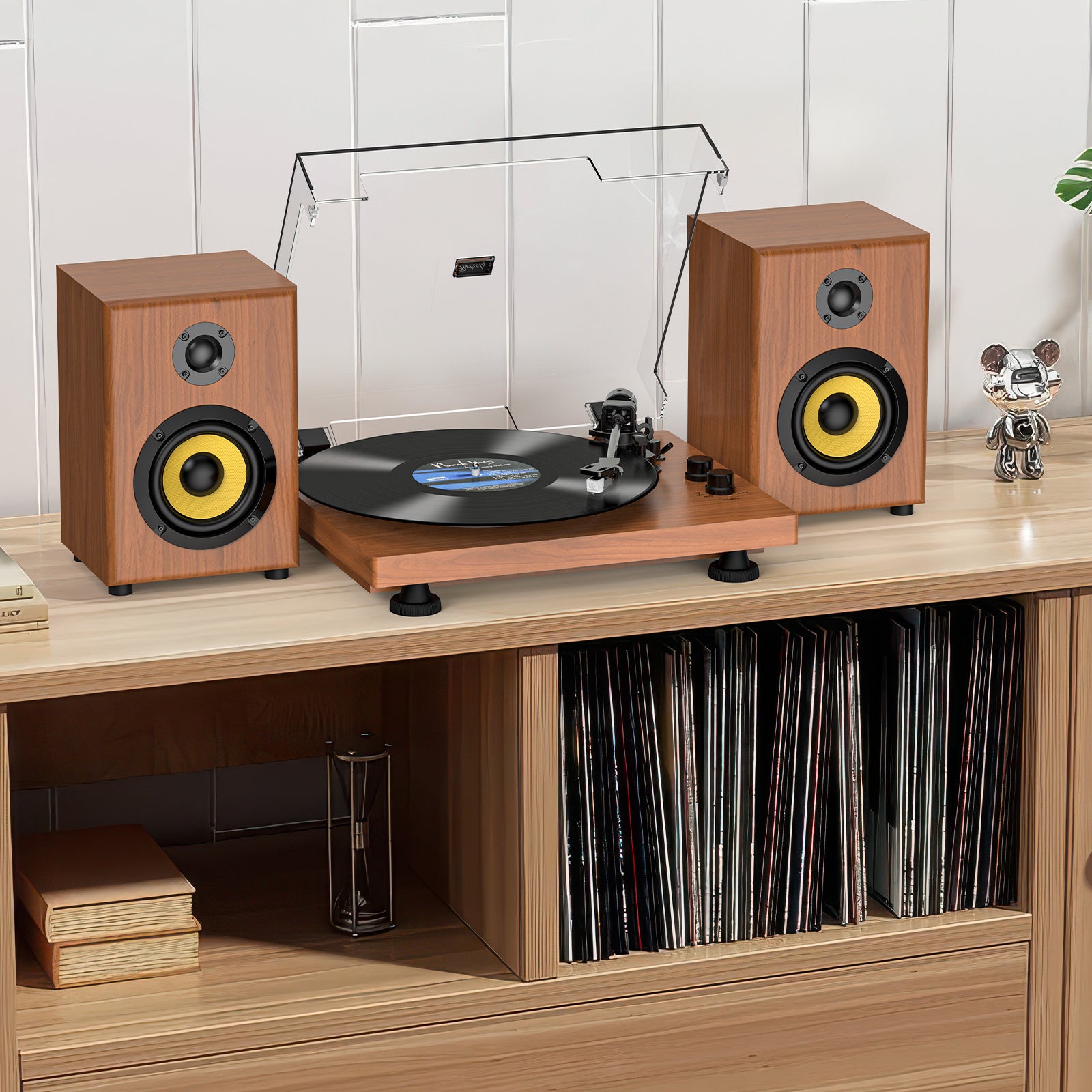 Bluetooth Hi-Fi Record Player with 2*30W Speakers – High Fidelity Sound & Wireless Music Streaming