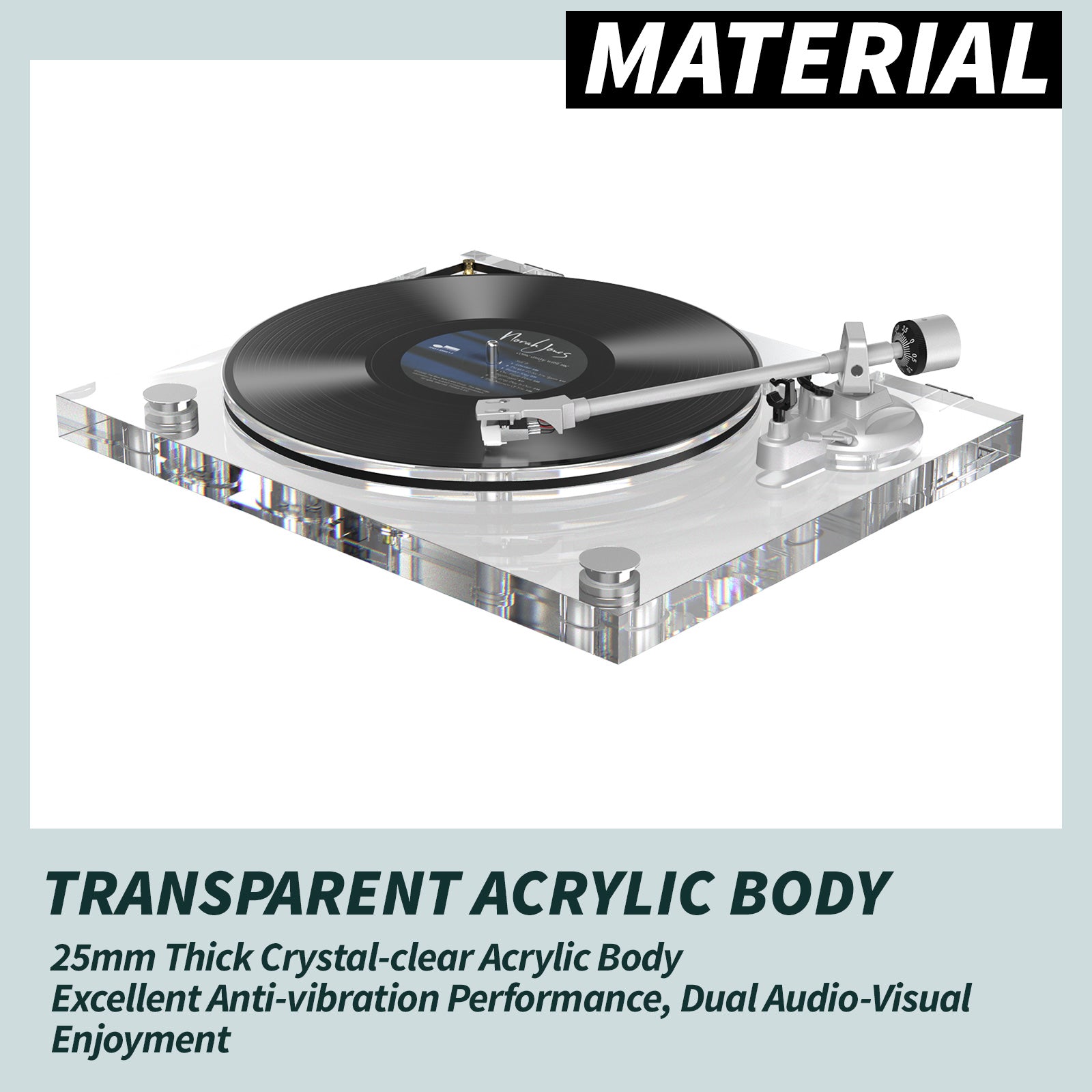 ICE1-V2 Full Acrylic Bluetooth Vinyl Turntable – High-Fidelity Sound