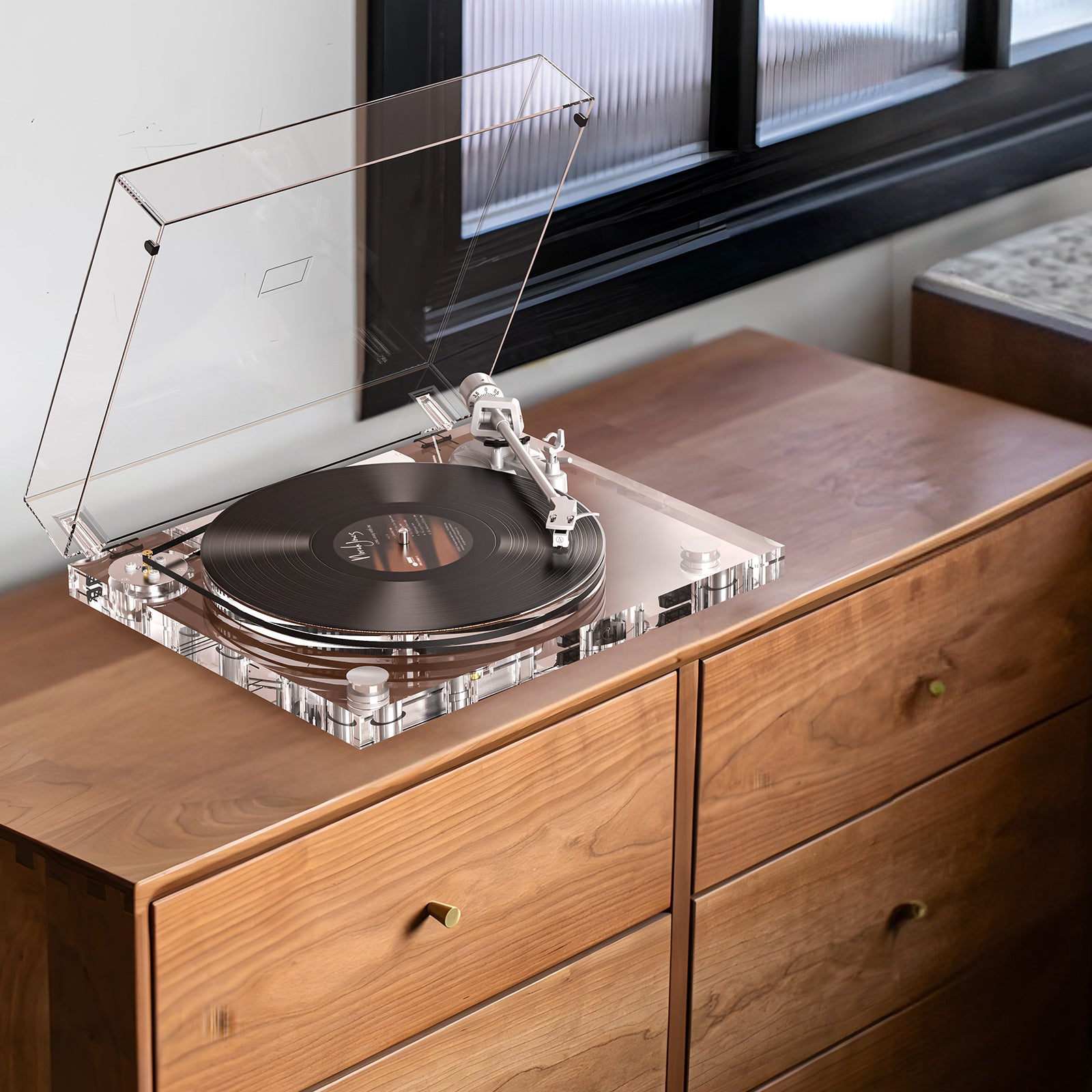 ICE1 Transparent Belt Drive Bluetooth Turntable – Hi-Fi Acrylic Record Player