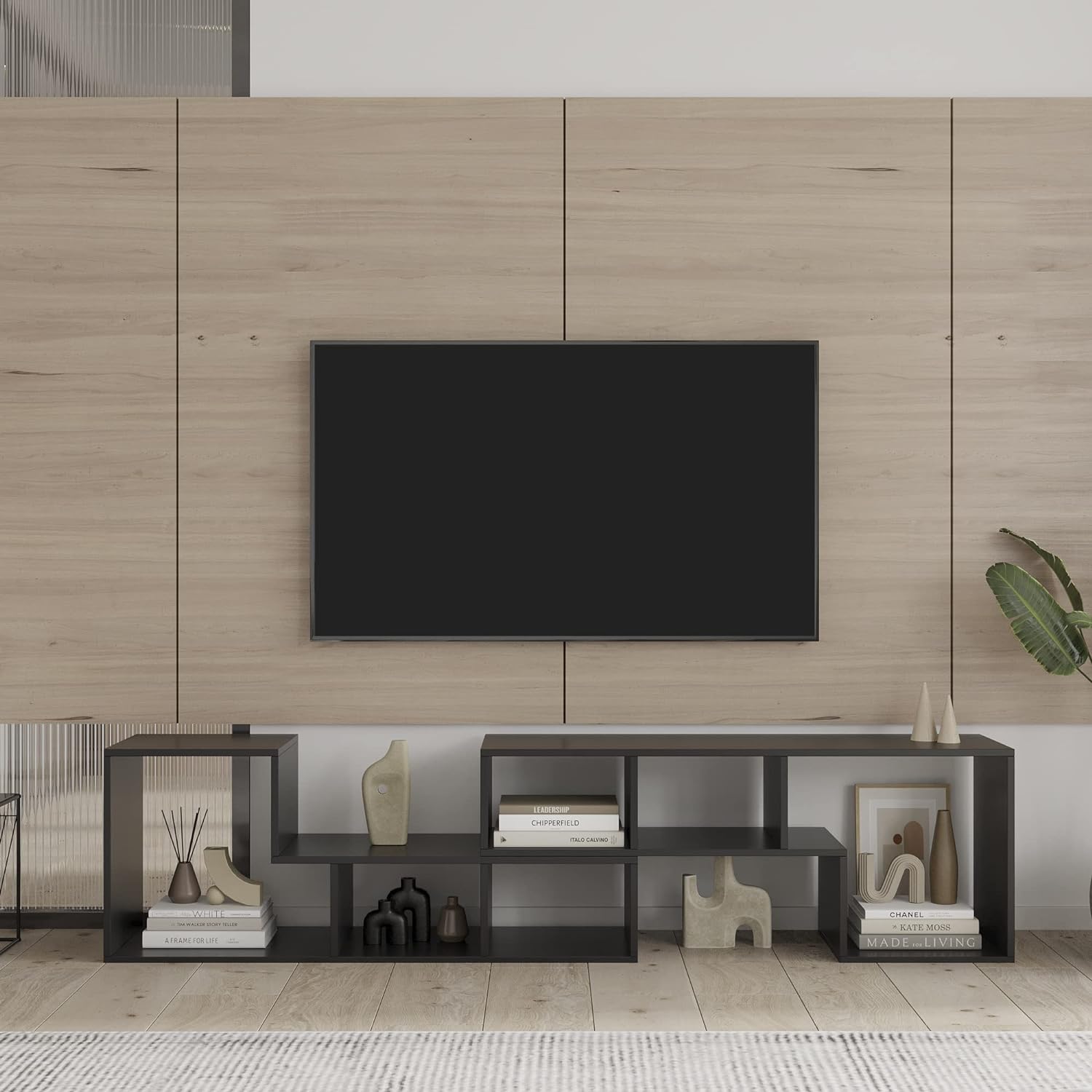 41" L-Shaped Modern TV Stand – Double Shelves Entertainment Center