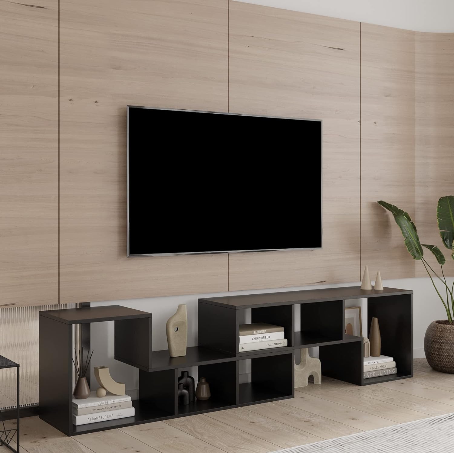 41" L-Shaped Modern TV Stand – Double Shelves Entertainment Center