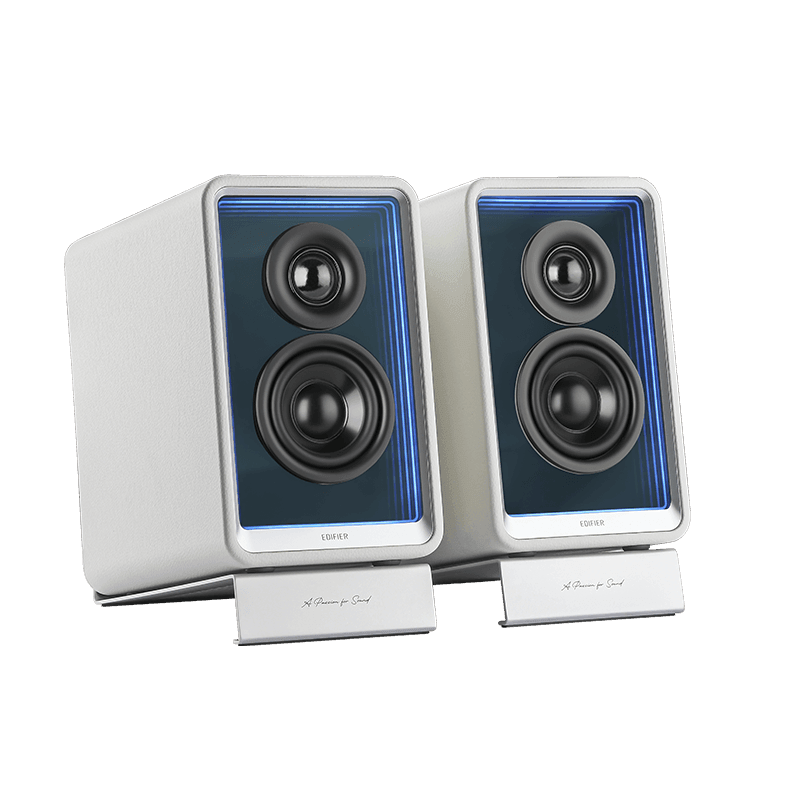 ICE1-V2 Acrylic Turntable + Edifier QR65 Bluetooth Desktop Speakers, 70W Output, RGB Lights, Stands Included