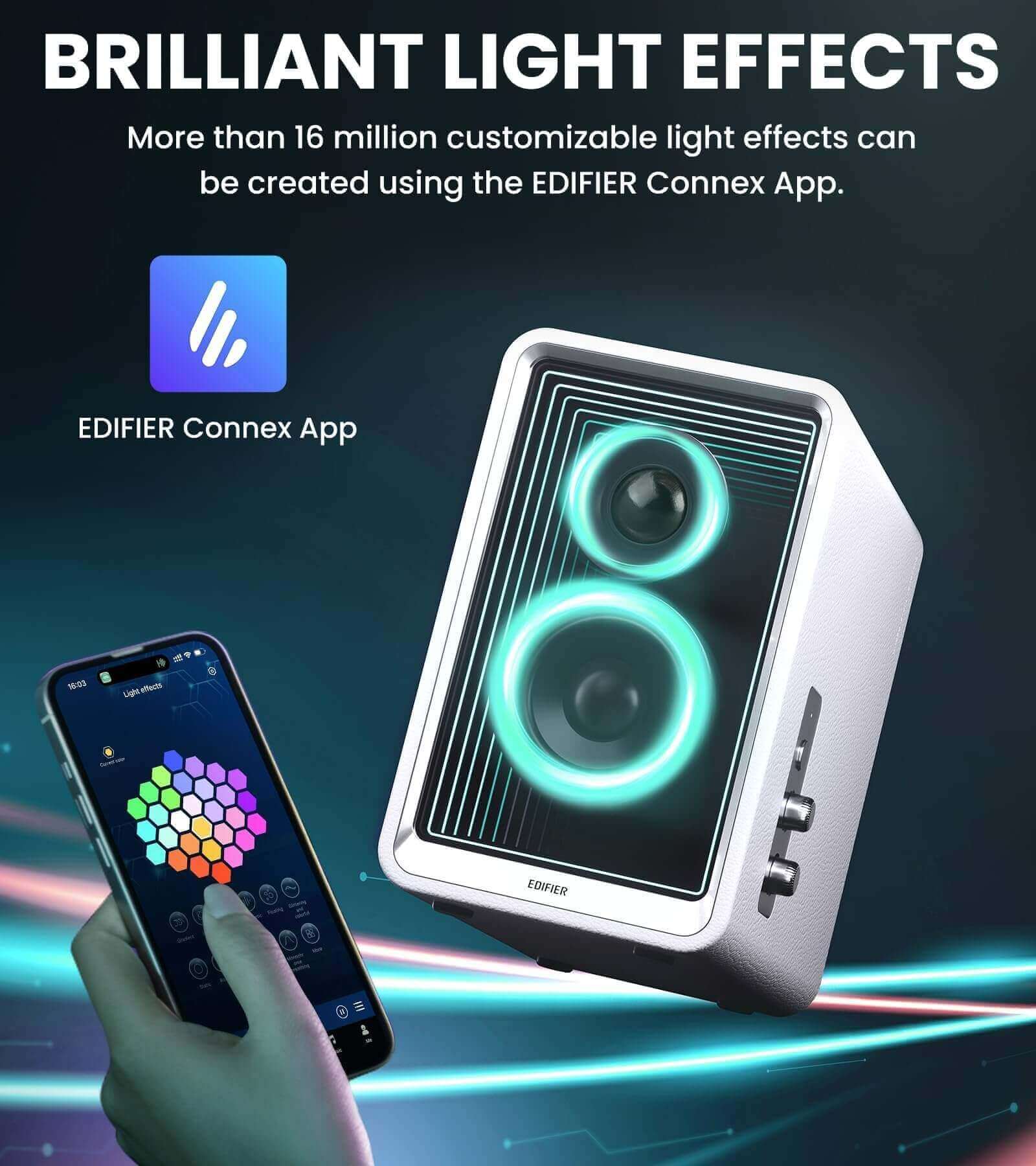 Edifier QR65 Bluetooth Desktop Speakers, Hi-Res Audio, 70W Output, RGB Lights, Stands Included