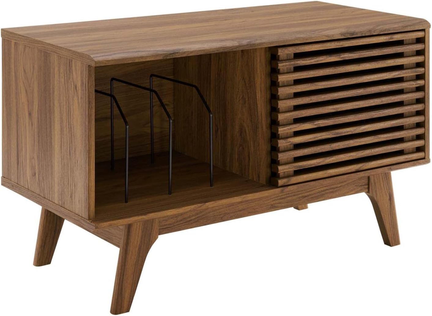 Mid-Century Modern 37" Walnut Vinyl Record Display Stand