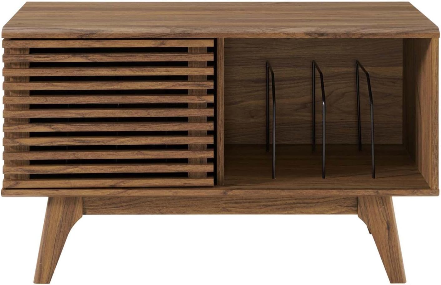 Mid-Century Modern 37" Walnut Vinyl Record Display Stand