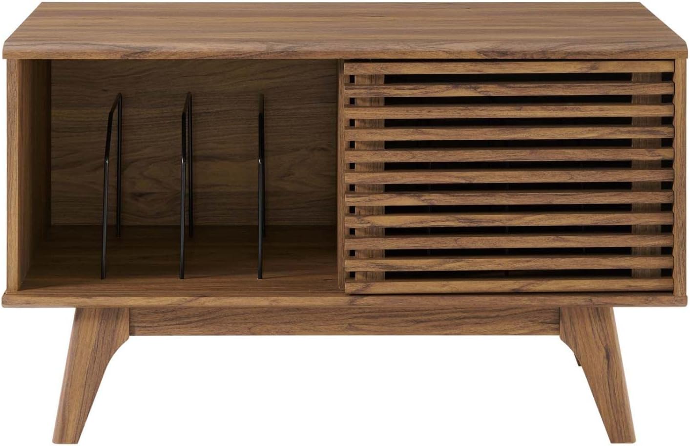 Mid-Century Modern 37" Walnut Vinyl Record Display Stand