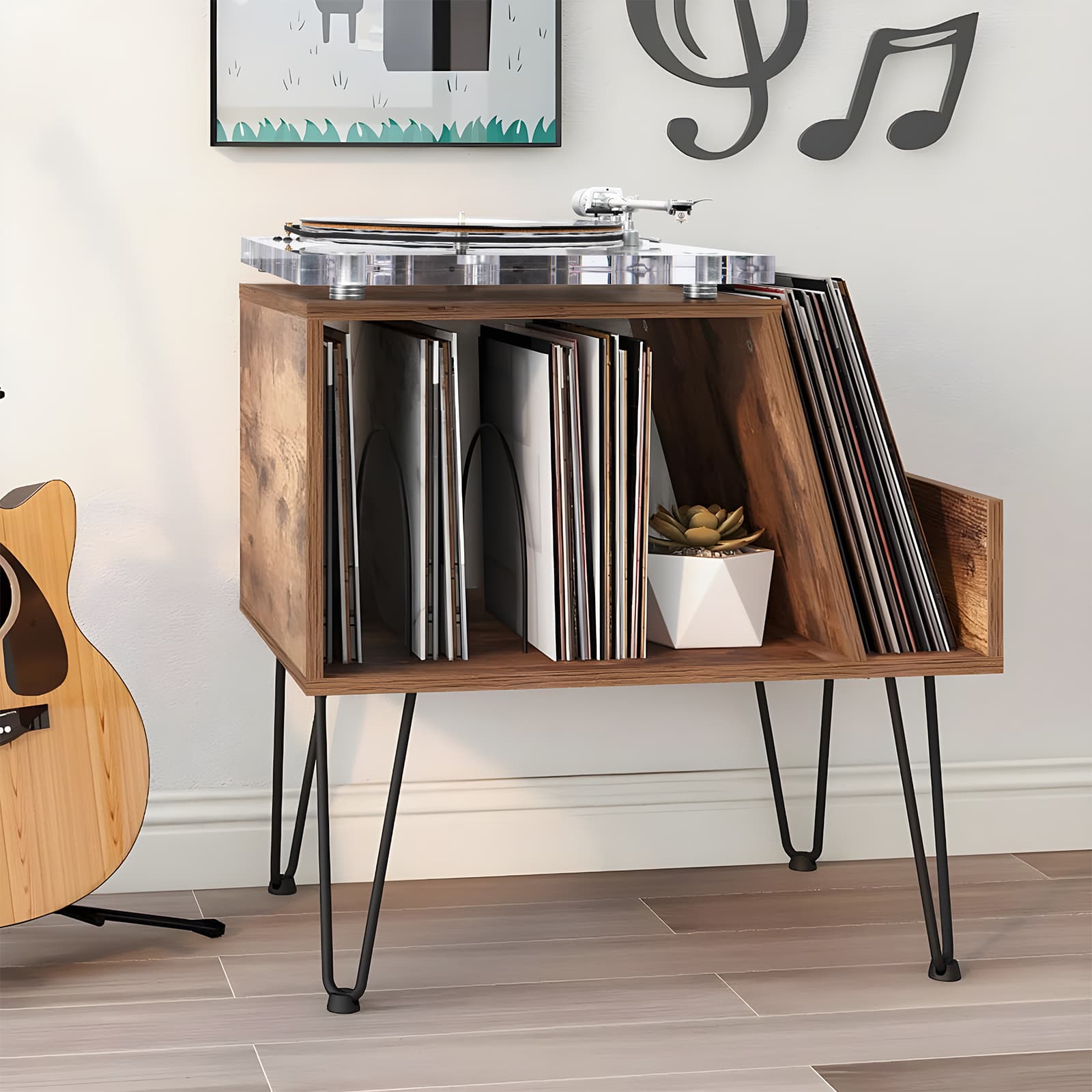 Audio Keeper | Record Player Stand with Album Storage Cabinet