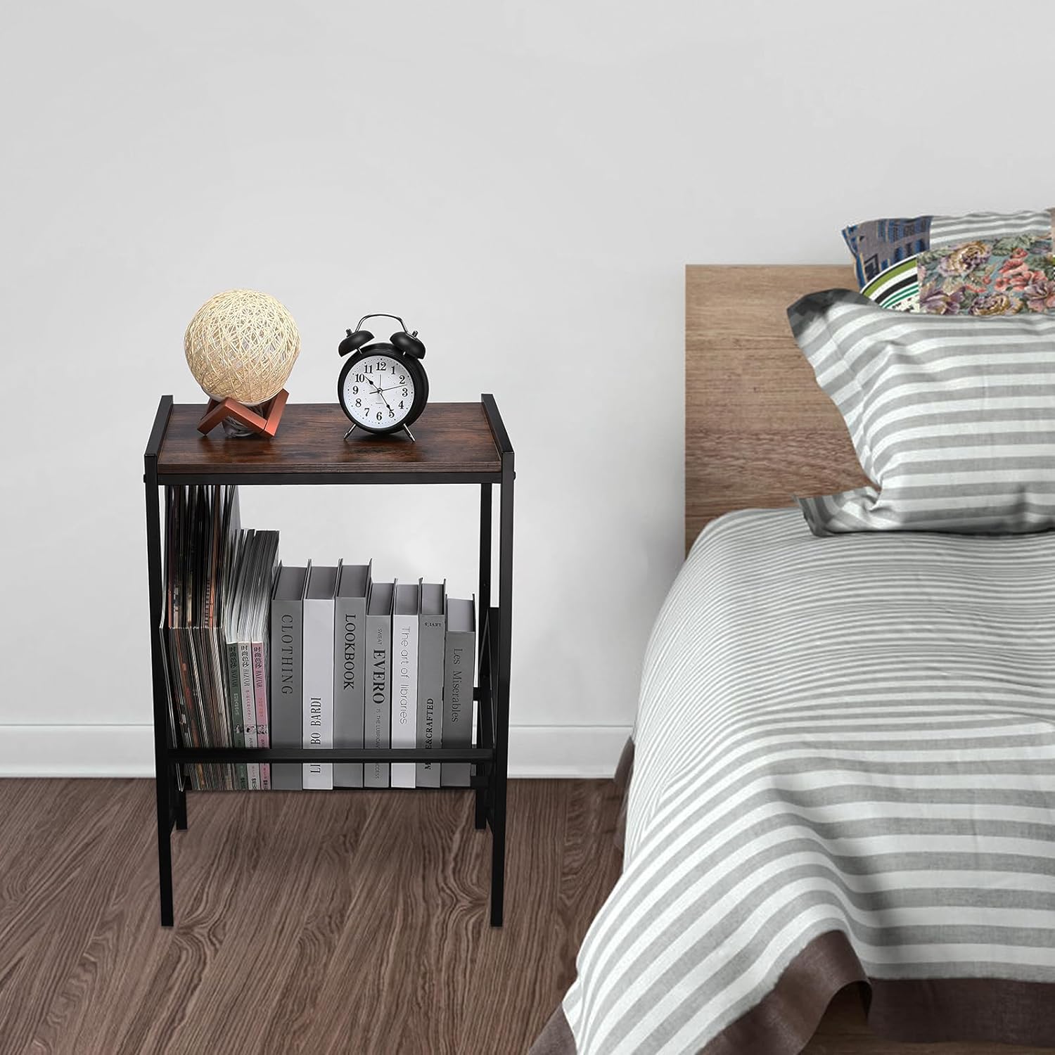 Black Vinyl Record Player Stand – Storage for Up to 80 Albums