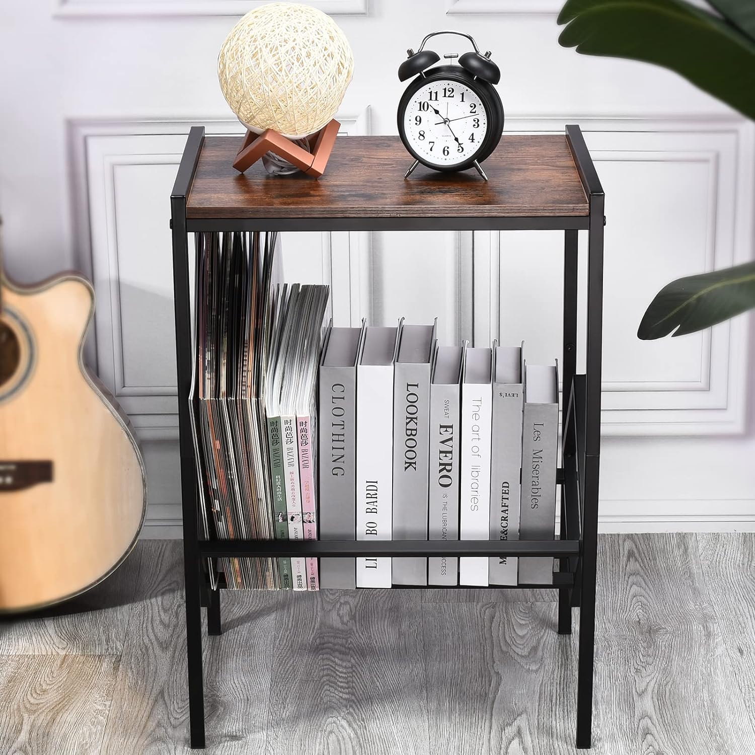 Black Vinyl Record Player Stand – Storage for Up to 80 Albums