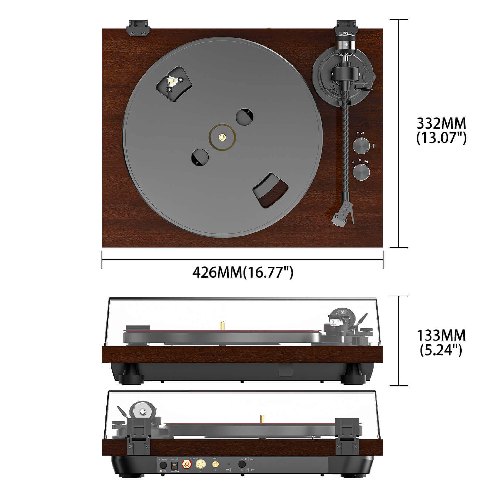 The HQKZ-006 Pro Premium Bluetooth Turntable with Enhanced Hi-Fi Sound