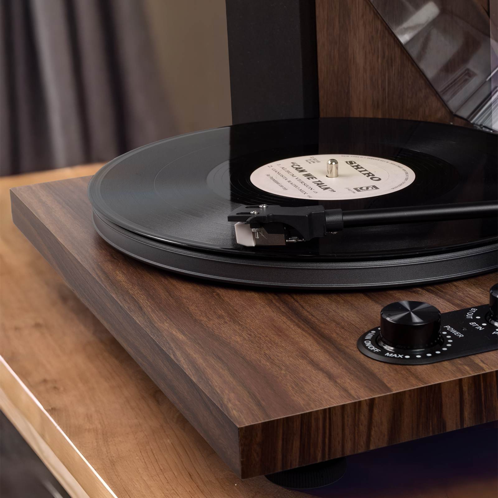 Vintage Bluetooth Vinyl Record Player with Split Speakers